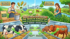 Read more about the article Pakan Bernutrisi Imun Maksimal: Trik Meracik Konsentrat dan Hijauan Berkualitas agar Ternak Jarang Sakit